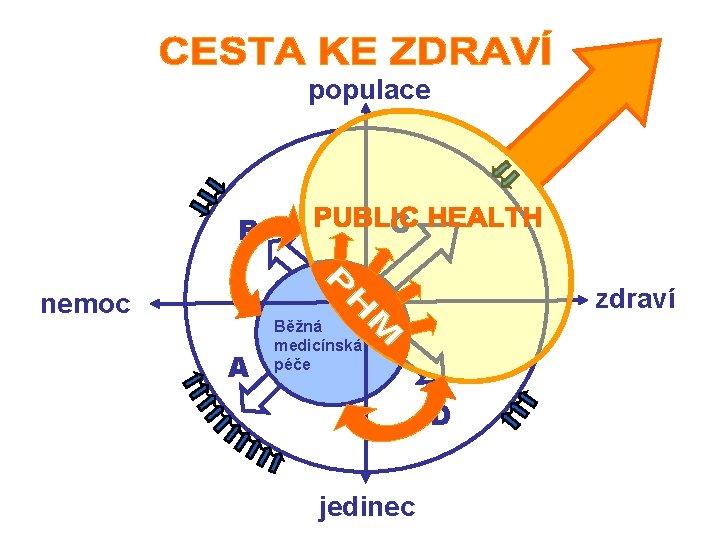 populace C B zdraví nemoc A Běžná medicínská péče D jedinec 