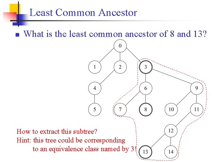 Least Common Ancestor n What is the least common ancestor of 8 and 13?