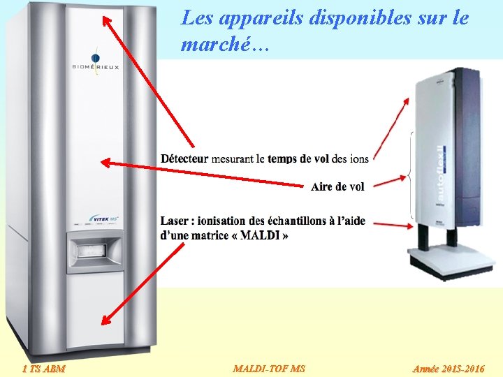 Les appareils disponibles sur le marché… 1 TS ABM MALDI-TOF MS Année 2015 -2016 Les appareils disponibles sur le marché… 1 TS ABM MALDI-TOF MS Année 2015 -2016