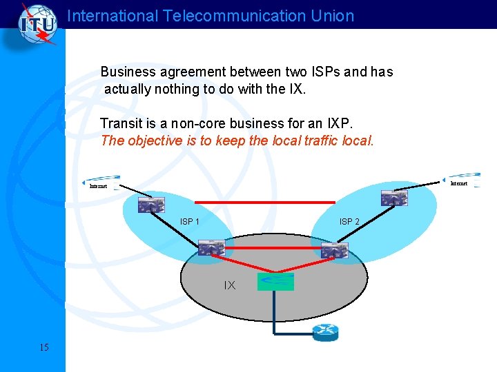 International Telecommunication Union Business agreement between two ISPs and has actually nothing to do International Telecommunication Union Business agreement between two ISPs and has actually nothing to do