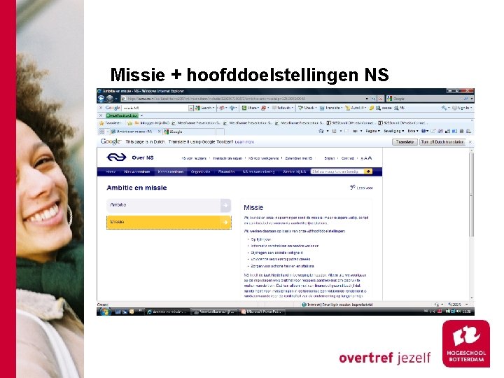 Missie + hoofddoelstellingen NS 