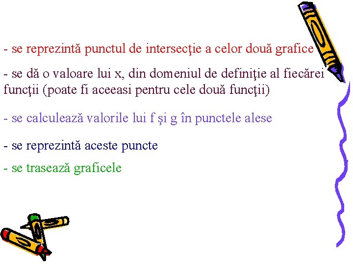 - se reprezintă punctul de intersecţie a celor două grafice - se dă o