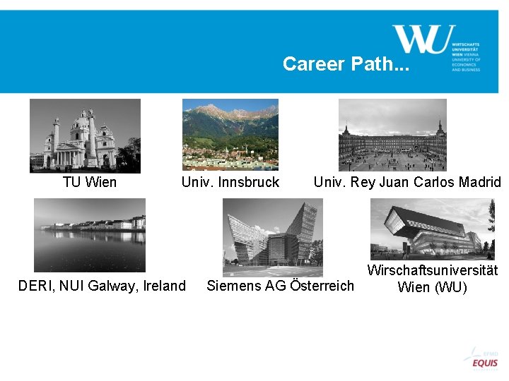 Career Path. . . TU Wien Univ. Innsbruck DERI, NUI Galway, Ireland Univ. Rey