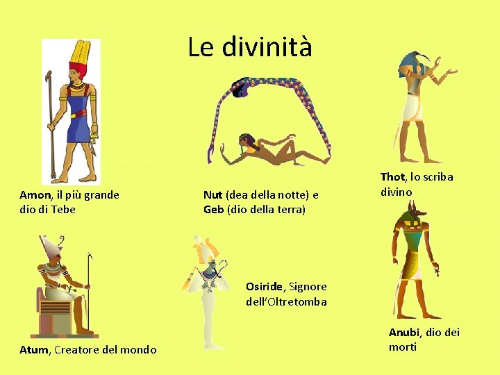 Le divinità Amon, il più grande dio di Tebe Nut (dea della notte) e