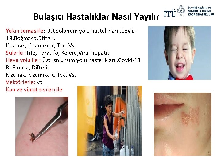 Bulaşıcı Hastalıklar Nasıl Yayılır Yakın temas ile: Üst solunum yolu hastalıkları , Covid 19,