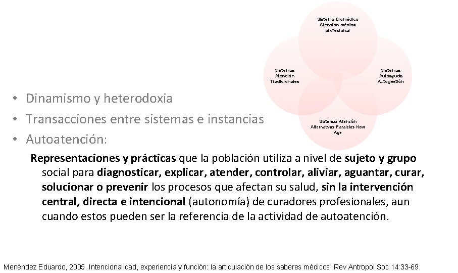 Sistema Biomédico Atención médica profesional Sistemas Atención Tradicionales • Dinamismo y heterodoxia • Transacciones