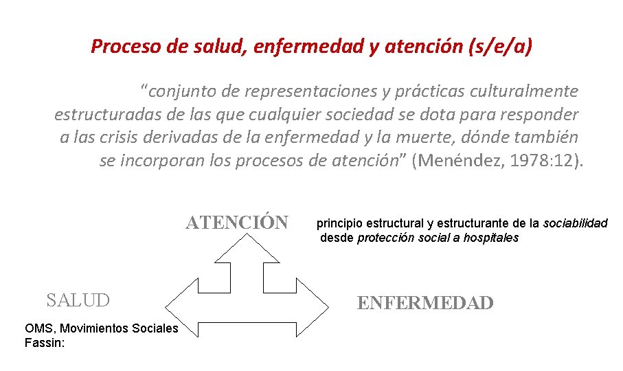 Proceso de salud, enfermedad y atención (s/e/a) “conjunto de representaciones y prácticas culturalmente estructuradas