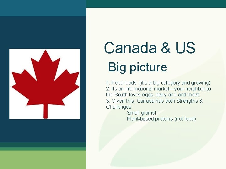 Canada & US Big picture 1. Feed leads (it’s a big category and growing)