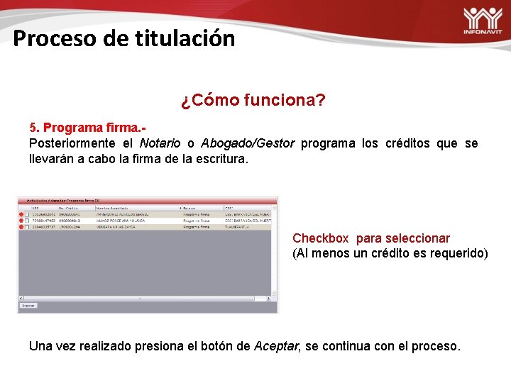 Proceso de titulación ¿Cómo funciona? 5. Programa firma. Posteriormente el Notario o Abogado/Gestor programa