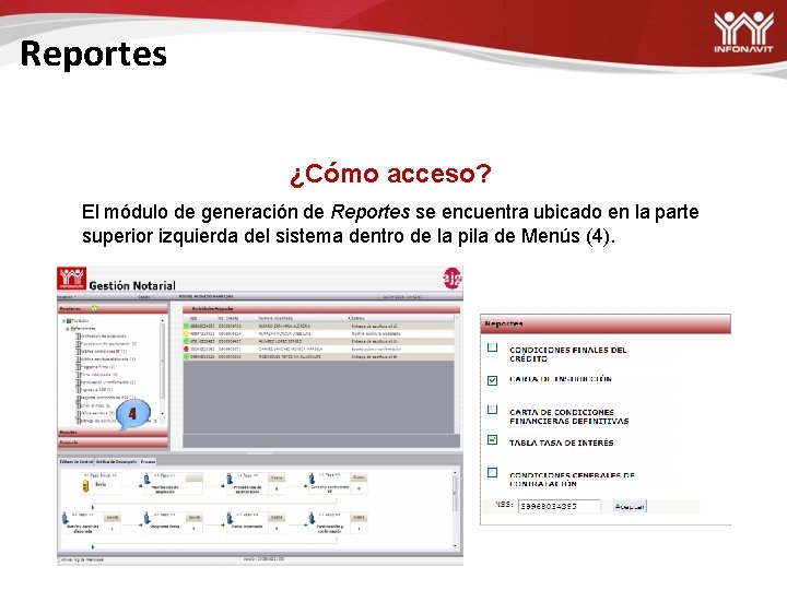 Reportes ¿Cómo acceso? El módulo de generación de Reportes se encuentra ubicado en la