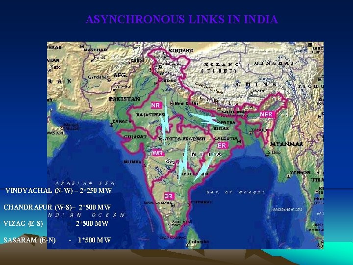 ASYNCHRONOUS LINKS IN INDIA NR NR NER ER ER VINDYACHAL (N-W) – 2*250 MW