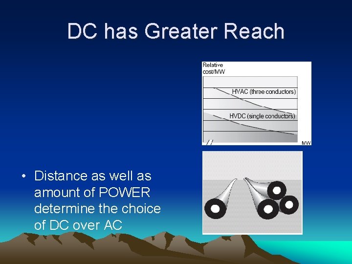 DC has Greater Reach • Distance as well as amount of POWER determine the