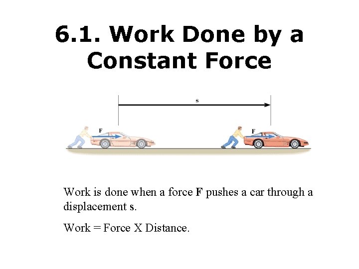 6. 1. Work Done by a Constant Force Work is done when a force