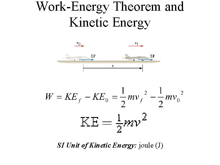 Work-Energy Theorem and Kinetic Energy SI Unit of Kinetic Energy: joule (J) 