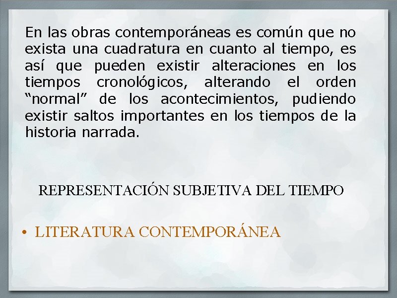 En las obras contemporáneas es común que no exista una cuadratura en cuanto al