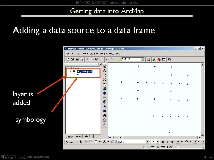 ESRM 250 & CFR 520: Introduction to GIS Getting data into Arc. Map Adding ESRM 250 & CFR 520: Introduction to GIS Getting data into Arc. Map Adding