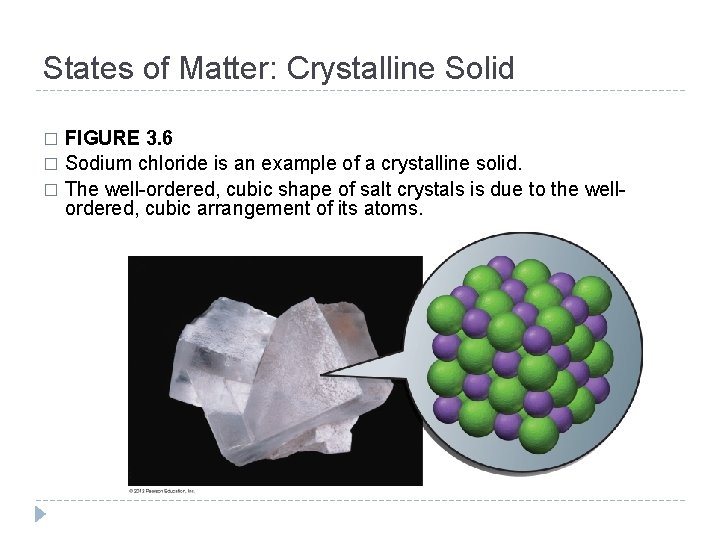 States of Matter: Crystalline Solid FIGURE 3. 6 � Sodium chloride is an example States of Matter: Crystalline Solid FIGURE 3. 6 � Sodium chloride is an example