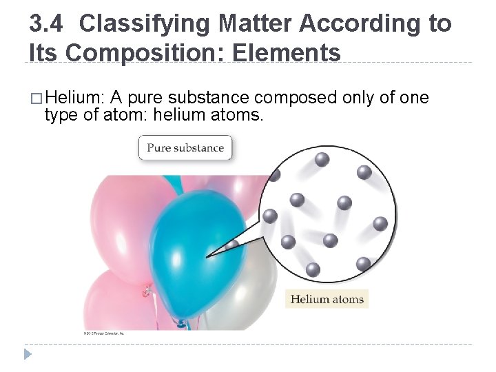 3. 4 Classifying Matter According to Its Composition: Elements � Helium: A pure substance 3. 4 Classifying Matter According to Its Composition: Elements � Helium: A pure substance