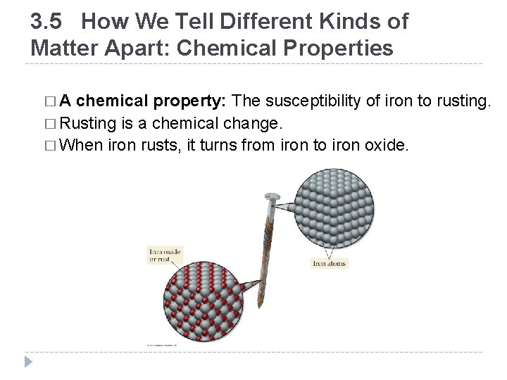 3. 5 How We Tell Different Kinds of Matter Apart: Chemical Properties � A 3. 5 How We Tell Different Kinds of Matter Apart: Chemical Properties � A