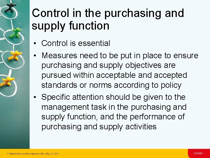 Control in the purchasing and supply function • Control is essential • Measures need Control in the purchasing and supply function • Control is essential • Measures need