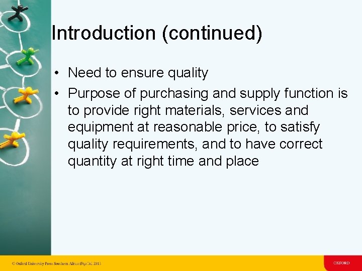 Introduction (continued) • Need to ensure quality • Purpose of purchasing and supply function Introduction (continued) • Need to ensure quality • Purpose of purchasing and supply function