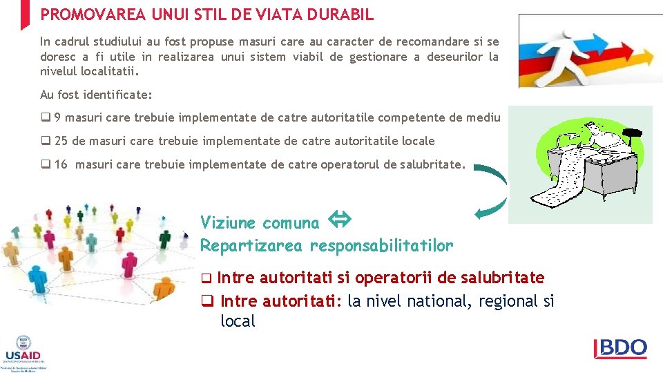 PROMOVAREA UNUI STIL DE VIATA DURABIL In cadrul studiului au fost propuse masuri care