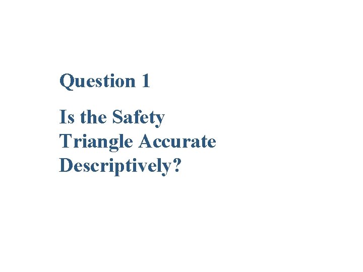 Question 1 Is the Safety Triangle Accurate Descriptively? 