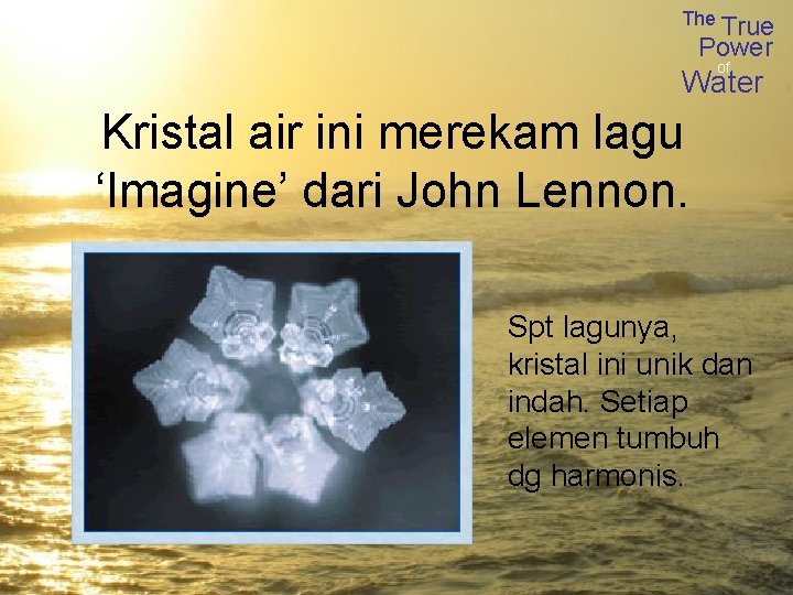 The True Power of Water Kristal air ini merekam lagu ‘Imagine’ dari John Lennon.