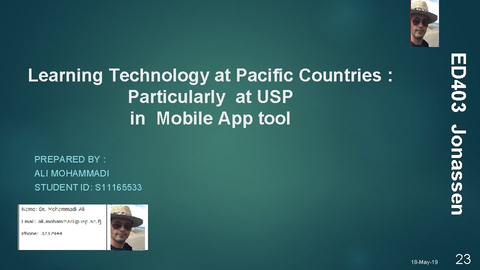 ED 403 Jonassen Learning Technology at Pacific Countries : Particularly at USP in Mobile