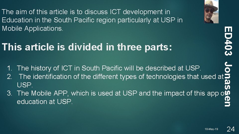 ED 403 Jonassen The aim of this article is to discuss ICT development in