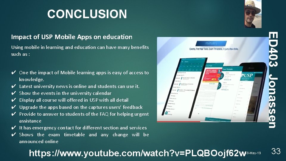 CONCLUSION ED 403 Jonassen Impact of USP Mobile Apps on education Using mobile in