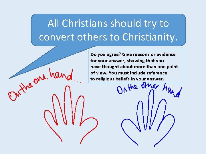 All Christians should try to convert others to Christianity. Do you agree? Give reasons