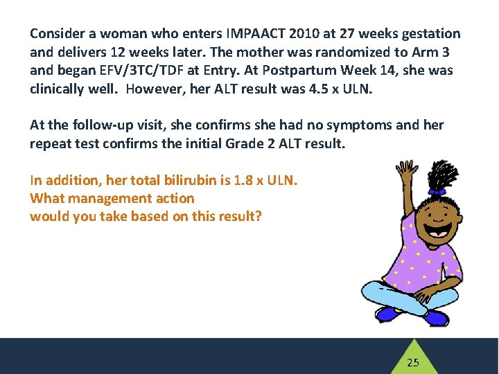 Consider a woman who enters IMPAACT 2010 at 27 weeks gestation and delivers 12