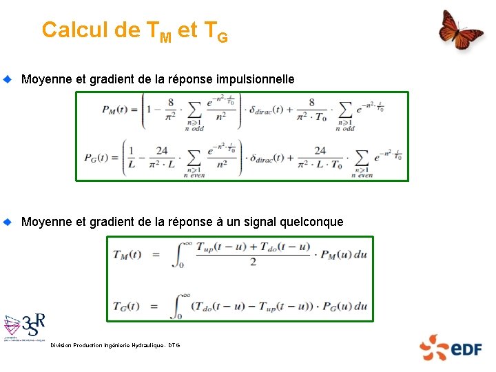 Calcul de TM et TG Moyenne et gradient de la réponse impulsionnelle Moyenne et