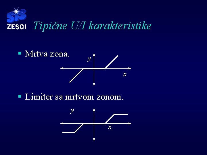 Tipične U/I karakteristike § Mrtva zona. y x § Limiter sa mrtvom zonom. y