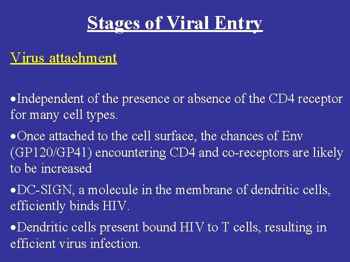 Stages of Viral Entry Virus attachment ·Independent of the presence or absence of the