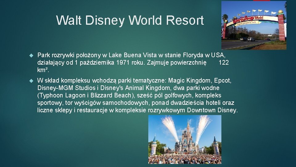Walt Disney World Resort Park rozrywki położony w Lake Buena Vista w stanie Floryda