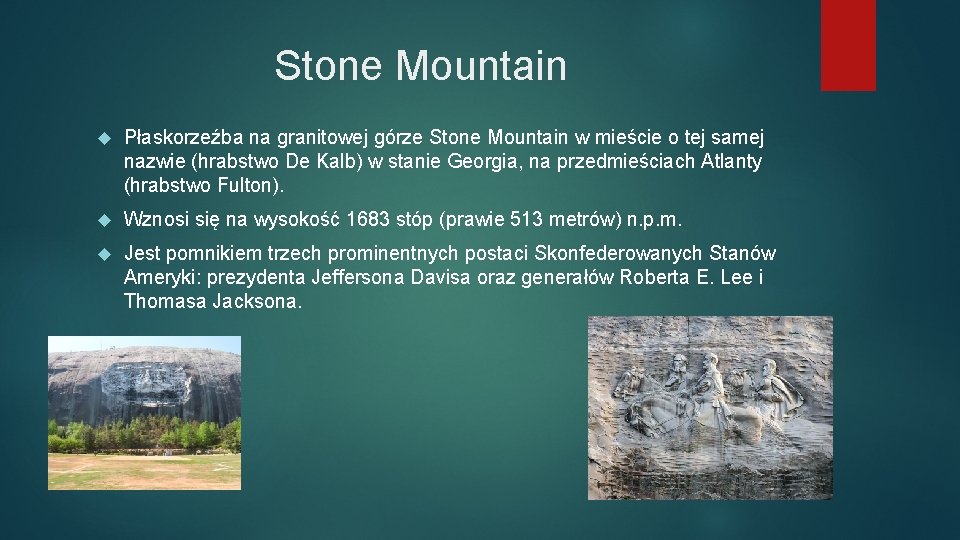 Stone Mountain Płaskorzeźba na granitowej górze Stone Mountain w mieście o tej samej nazwie