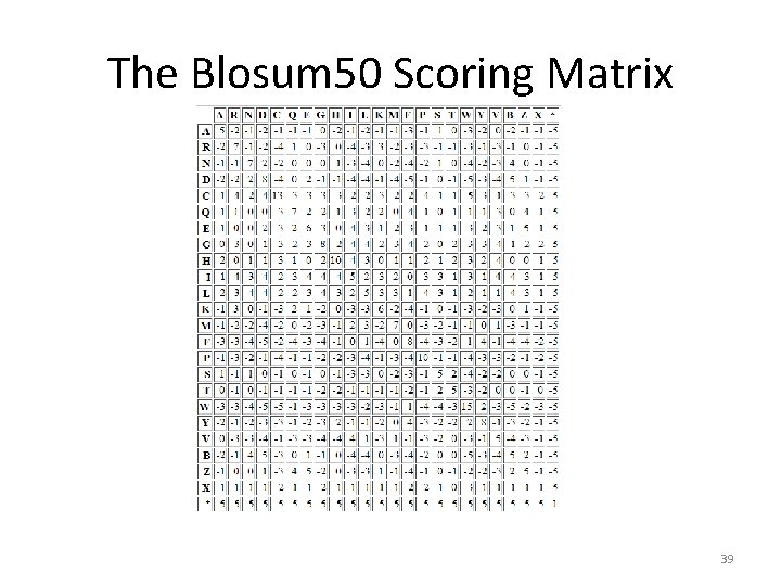 The Blosum 50 Scoring Matrix 39 