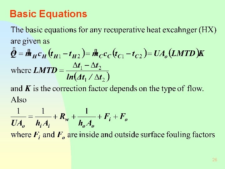 Basic Equations 26 