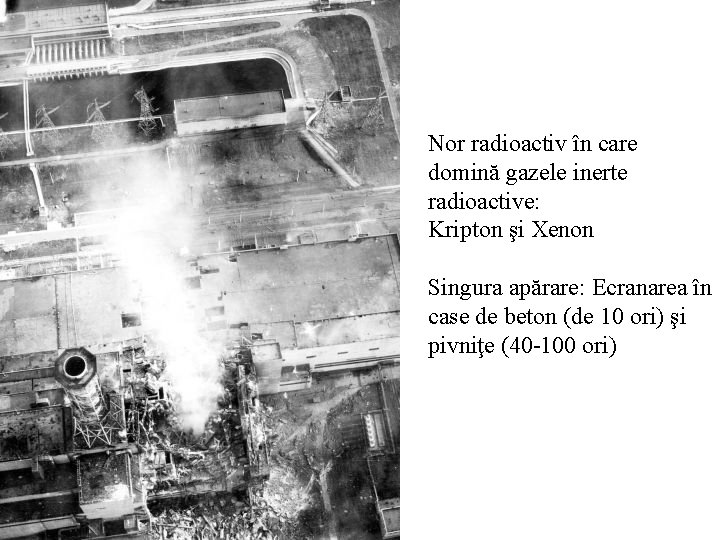 Nor radioactiv în care domină gazele inerte radioactive: Kripton şi Xenon Singura apărare: Ecranarea Nor radioactiv în care domină gazele inerte radioactive: Kripton şi Xenon Singura apărare: Ecranarea