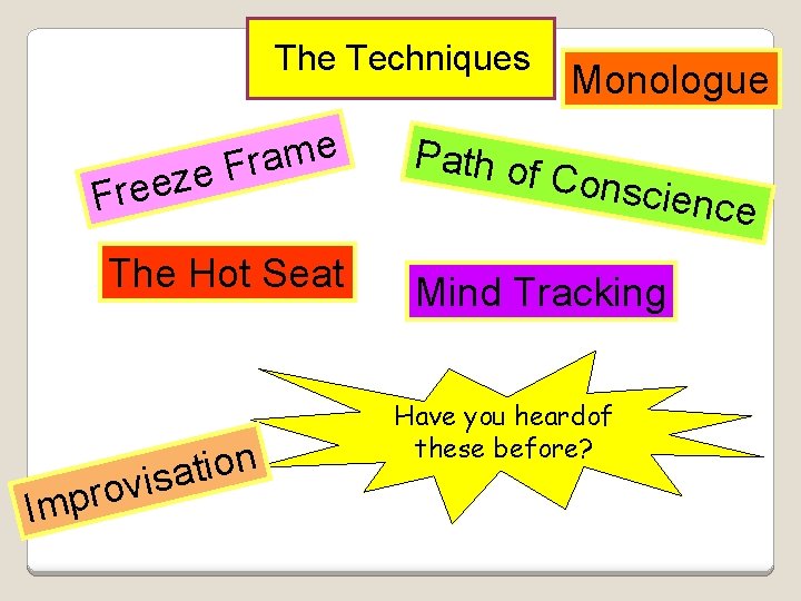 The Techniques e m a r ze F Free The Hot Seat n o