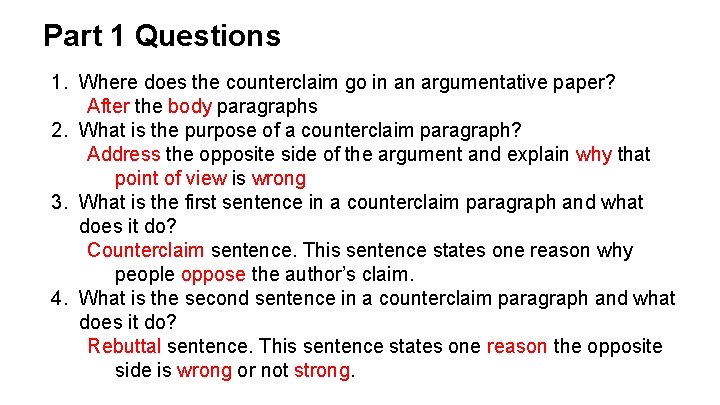 counterclaim essay examples