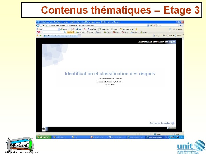 Contenus thématiques – Etage 3 MR-Gen. Ci Maîtrise des Risques en Génie Civil 