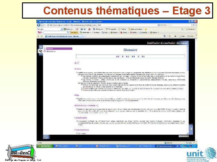 Contenus thématiques – Etage 3 MR-Gen. Ci Maîtrise des Risques en Génie Civil 