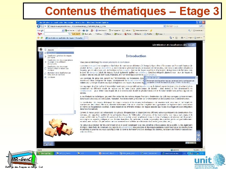 Contenus thématiques – Etage 3 MR-Gen. Ci Maîtrise des Risques en Génie Civil 