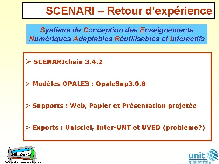 SCENARI – Retour d’expérience Système de Conception des Enseignements Numériques Adaptables Réutilisables et Interactifs