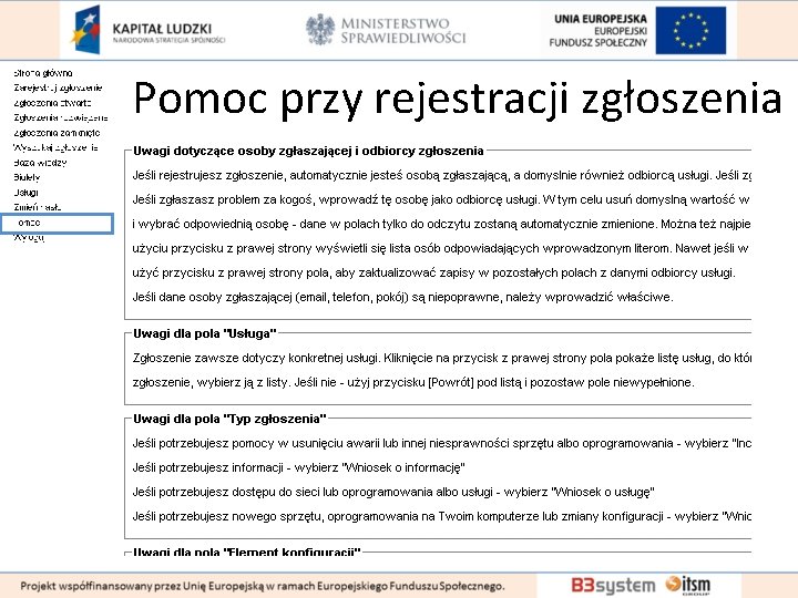 Pomoc przy rejestracji zgłoszenia 