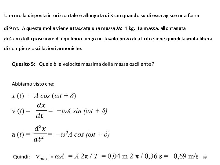 Una molla disposta in orizzontale è allungata di 3 cm quando su di essa