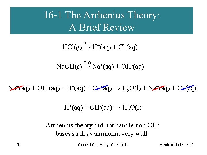 16 -1 The Arrhenius Theory: A Brief Review H 2 O HCl(g) → H+(aq)